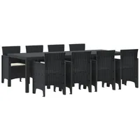 VidaXL 9-teilige Garten Essgruppe mit Kissen Anthrazit Poly-Rattan