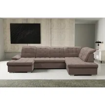 werk2 Wohnlandschaft »Kordula-New U-Form«, Sofa in U-Form mit Schlaffunktion & Bettkasten, Schlafcouch braun