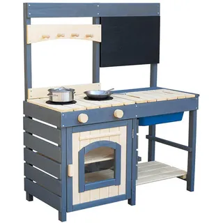 Home Deluxe Matschküche, Grau, Holz, 80x98x42 cm, Outdoor Spielzeug, Gartenspielzeug