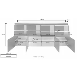 Home Affaire Highboard 240 x 105 x 40 cm Weiß hochglanz