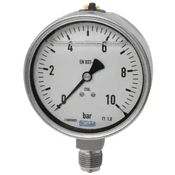 Glyzerinmanometer, Edelstahl, E-Skala, G 1/2" unten, -1/+1,5 bar, Ø100