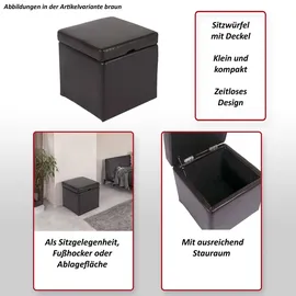 MCW Sitzhocker Carrara Leder + Kunstleder 44 x 45 x 44 cm Braun