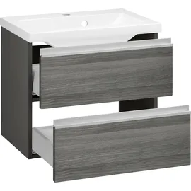 WELLTIME Waschbeckenunterschrank Ohio Badmöbel, Waschtisch inkl. Waschbecken, Breite 60 cm grau|silberfarben