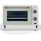 KHG Minibackofen MBO-10W aus Metall in weiß mit Ober-/Unterhitze, 10l Garraum, 650 Watt, inkl. Timer, Temperatureinstellung von 100°C-230°C, Entnahmegriff, Grillrost und Backblech