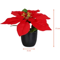 Spetebo Künstlicher Weihnachtsstern im schwarzen Topf 20 cm - 3er Set - Deko Pflanze Seidenblume Kunstpflanze Winterblume mit samtigen Blüten