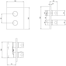 Villeroy & Boch Universal Taps & Fittings Unterputz-Thermostat mit Zweiwege-Mengenregulierung, brushed nickel Matt