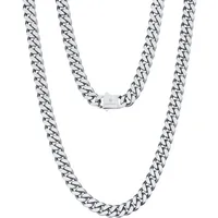 LuxusKollektion Kette und Anhänger Set Panzerkette Herren 8/12/14mm, Gold/Weißgold Cuban Link Chain