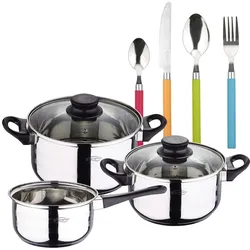 San Ignacio - 16/18/20 cm großes Kochgeschirrset mit 24-teiligem Edelstahlbesteck