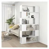 vidaXL Bücherregal Raumteiler Hochglanz-Weiß 100x24x188 cm