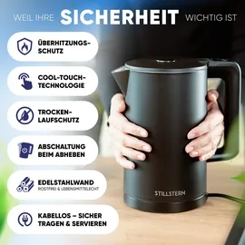 STILLSTERN Wasserkocher Temperatureinstellung [1,7L | 40-55-70-85-100°C], 12 Std. Warmhalten, Präzisionsausguss aus Edelstahl, Anti-Fingerprint, Schnelles Aufheizen [2200W], Leise,