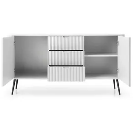 Deine Möbel 24 Kommode 168 x 87 x 39 cm Weiß/Schwarz/Beige/Gold