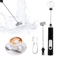 Milchaufschäumer Elektrisch Edelstahl Melektrischer Schneebesen USB Wiederaufladbar ​Milchschäumer Geeignet für Kaffee, Cappuccino, Milchkaffee, heiße Schokolade (Zwei Arten von Mischköpfen)