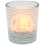 Dekohelden24 Windlicht Meer Macht Glücklich Glas Transparent