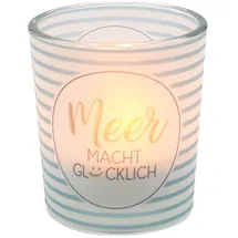 Dekohelden24 Windlicht Meer Macht Glücklich Glas Transparent