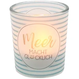 Dekohelden24 Windlicht Meer Macht Glücklich Glas Transparent