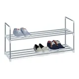 Relaxdays - 3 X Schuhregal Metall, 2 Ablagen, Beliebig Erweiterbar, Schuhablage Für 8 Paar Schuhe, Hbt: Ca 45 X 90 X 30 Cm, Silber