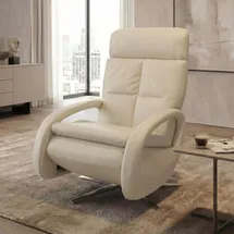 Mendler Relaxsessel HWC-L11 Leder 74 x 110 x 0 cm Creme-weiß elektrisch