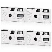 4er-Pack Einwegkameras für Hochzeiten, 35-mm-Film, Einwegkamera mit Blitz, Farbfilm für Jubiläen, Konzerte, Reisen, Camping und Partys