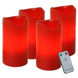EGLO Dekolicht »ADVENT«, 4 flammig, Leuchtmittel LED-Modul LED wechselbar, künstliche Kerzen, Timer-Funktion und Fernbedienung, Batterie, 10 cm, rot