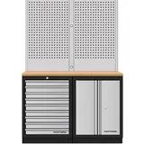 Kraftwerk Mobilio 2er Kombi Lochwand, Buche Mulipl., 9 Schubladen