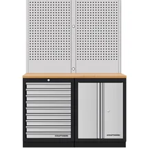 Kraftwerk Mobilio 2er Kombi Lochwand, Buche Mulipl., 9 Schubladen