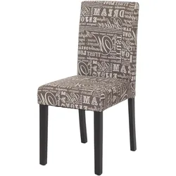 Esszimmerstuhl Littau, Küchenstuhl Stuhl, Stoff/Textil ~ Schriftzug grau, dunkle Beine
