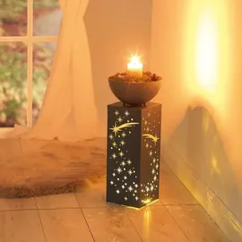 Easy Maxx LED Dekosäule 87 cm Beton-Optik Pflanzschale grau