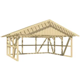 SKANHOLZ Doppelcarport Schwarzwald 6,84 x 6,00 m beige mit Rückwand