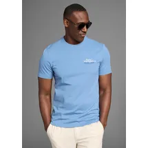 delmao T-Shirt DELMAO, Herren, Gr. 4XL (68/70), blau, Single Jersey, Obermaterial: 100% Baumwolle, bedruckt, slim fit, Rundhals, Shirts T-Shirt, mit dezentem Logo-Schriftzug im Club-Design