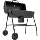 Holzkohlegrill Aus Metall Bbq Smoker Mit Deckel Thermometer Räder Verstellbarer Kohlewanne Griff, Fahrbar Grillwagen Holzkohle Grill, Kohlegrill Für Barbeque Camping, Terrasse, 95x71,5x102 Cm Aosom