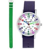 Kinder Armbanduhr Mädchen Jungen Einschulung Lernuhr Kinderuhr 2 Armband violett + grün