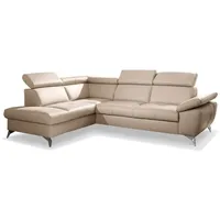 Ecksofa Rio Leder Grau Taupe