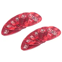 Rocktile Plektren Red Tortoise Medium 12er Pack - Stärke “Medium” (0,7 mm) - Traditionelle Teardrop-Form - Material: Zelluloid - Rot