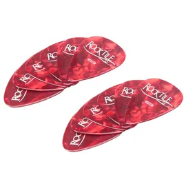 Rocktile Plektren Red Tortoise Medium 12er Pack - Stärke “Medium” (0,7 mm) - Traditionelle Teardrop-Form - Material: Zelluloid - Rot