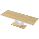 designimpex Esstisch Design HE-999 Eiche Natur - Weiß Hochglanz ausziehbar 160 bis 256 cm beige