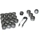 CarJoy Universal Radschraubenkappen 17mm 20 stücke Kunststoff Radmutterkappen Schraubenschutz 16 Normale Verschlusskappen und 4 Sicherheitsverschlusskappen mit Abziehhaken Abdeckungen Radmuttern Grau