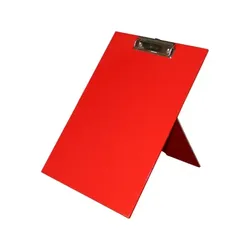 Klemmbrett Aufsteller / Präsentationsklemmbrett / Standklemmbrett, A4, aus Karton, mit Klemmmechanik, mit Aufstellfunkion, Farbe: Rot – 1 Stück