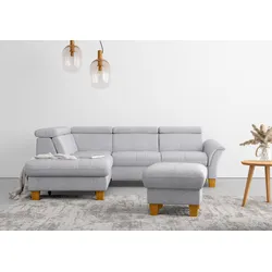 Ecksofa HOME AFFAIRE "Lindgren L-Form", silber, B:249cm H:84cm T:217cm, 100% Polyester, Sofas, wahlweise mit TV-Funktion, Stauraum und Kopfteilverstellung