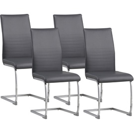 Albatros Freischwinger BURANO, 4er Set Grau - Esszimmerstuhl Schwingstuhl mit modernem Design, Kunstleder-Bezug, dicke Polsterung - Küchenstuhl, Polsterstuhl, Esszimmer, Esstisch