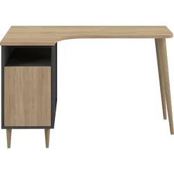 TemaHome Schreibtisch »NOOK«, platzsparender Eckschreibtisch TemaHome eichefarbig/schwarz + eichefarbig