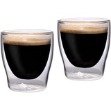 Feelino Espressotasse Glas Doppelwandig, Espresso Gläser im 6er-Set, Glas-Espressotassen mit Schwebeeffekt, 80ml Doppelwandige Gläser, Espressotassen Durchsichtig, Spülmaschinenfeste Kaffeegläser