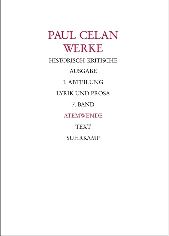 Werke. Historisch-Kritische Ausgabe. I. Abteilung: Lyrik Und Prosa, 2 Teile - Paul Celan, Leinen