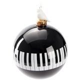Brubaker Premium Weihnachtskugel Klavier - Schwarz Weiß mit Vogel Figur aus Porzellan - 10 cm Baumkugel aus Glas - Schwarz