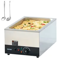 Vevor Edelstahl Buffetwärmer Speisewärmer 1200 W, 1 x 26,4 L Buffetbehälter, 555 x 355 x 260 mm Wärmebehälter, inkl. Schöpfkellen mit langem Griff & Trockenbrennanzeige, für Kantine, Café usw.