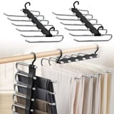 Sternstunde 6 in 1 Hosenbügel Platzsparend, 2 Stück Hosen Kleiderbügel aus Edelstahl Ausziehbar, Hosenhalter für Kleiderschrank, Magic Hanger Organizer für Hosen, Schals, Jeans, Kleidung, Handtücher