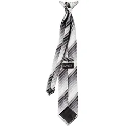 Krawatte mit Clip Fb. grautöne gestreift  : 100% Polyester (gestreift) : Grautöne Gestreift