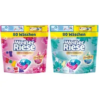 WEISSER RIESE Trio-Caps-Set 2x 80 Waschladungen (160WL) Aromatherapie 1x Color Orchidee & 1x Universal Lotus, mit Good Mood-Duft für unwiderstehlich duftende & strahlend saubere Wäsche