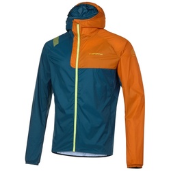 La Sportiva Trail-Laufjacke Vento Windbreaker (leicht, winddicht, hohe Atmungsaktivität) sturmblau/orange Herren