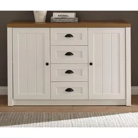 furn.design Sideboard 130 x 88 cm Weiß / Eiche