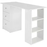 ML-Design Schreibtisch mit Schubladen und 3 Aufbewahrungsregale, Stauraum, Weiß, 120x49x72 cm